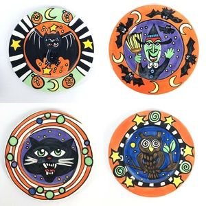 4 Halloween Decorative Plates by Nicole Engblom